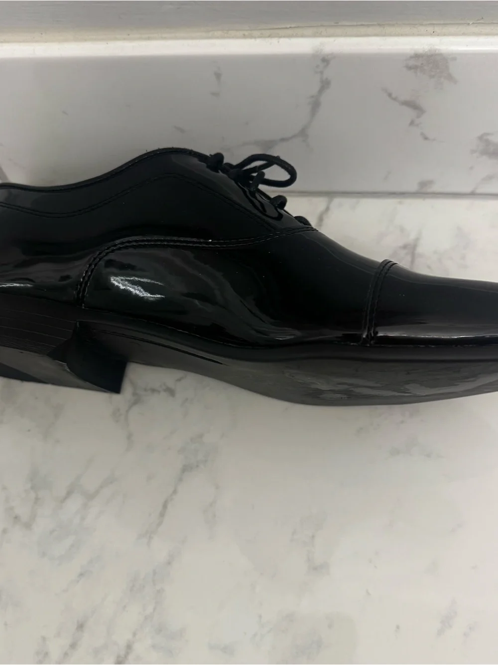 Raffi Black Patent Leather Cap-Toe Oxfords